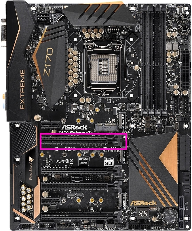Outline of a PCIe Slot on a Motherboard